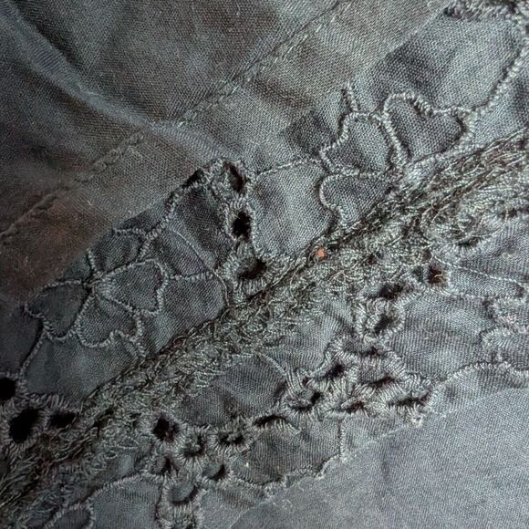 French Connection fit and flare cotton Embroidered Eyelet navy midi dres… - Picture 13 of 16